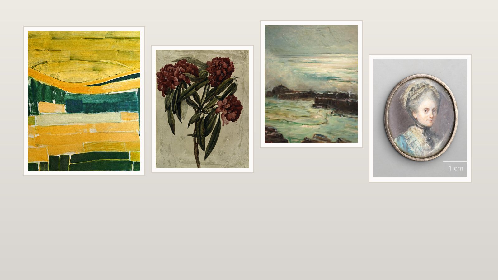 Framed prints on a studio wall