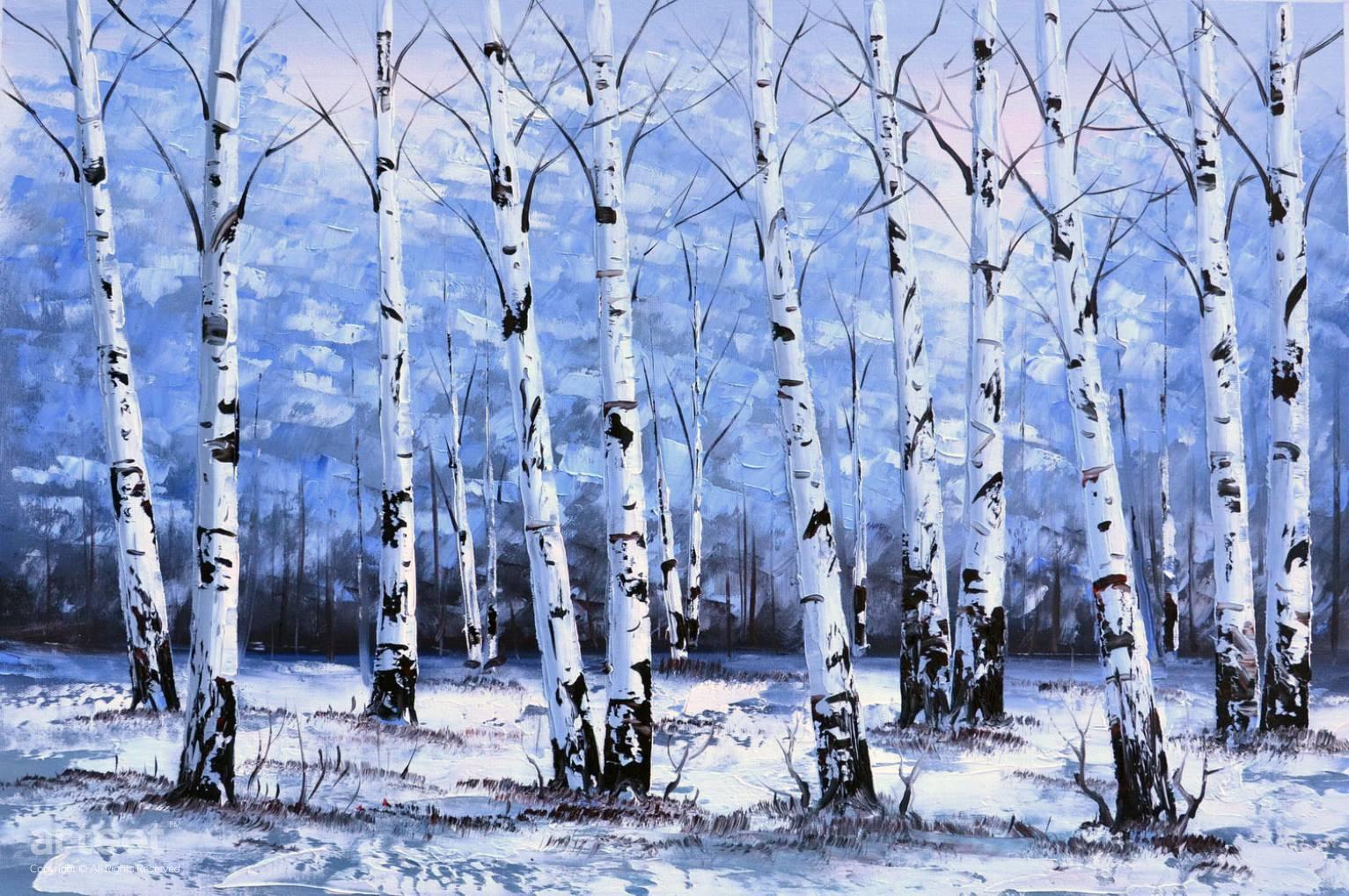 Aspens in Winter | Art Paintings for Sale, Online Gallery