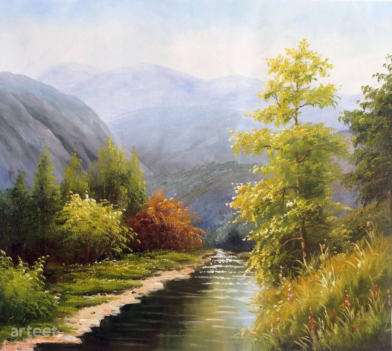 Creek and Woods | Art Paintings for Sale, Online Gallery