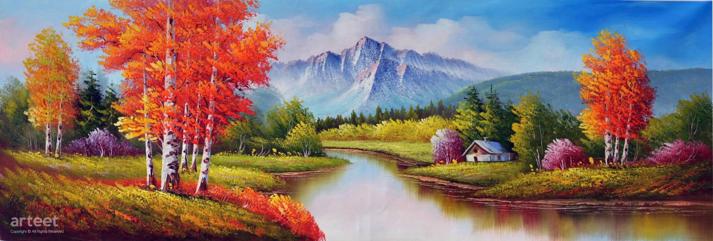 Deep Autumn Ravine | Art Paintings for Sale, Online Gallery