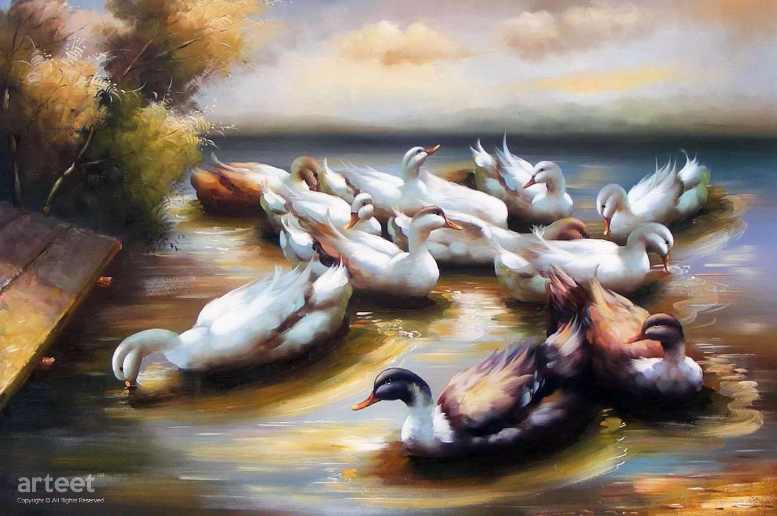 Geese on the Lake | Art Paintings for Sale, Online Gallery