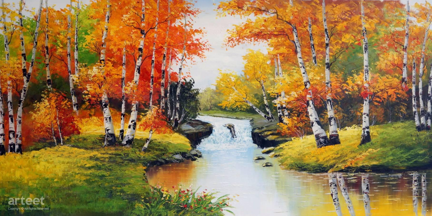 Golden Falls | Art Paintings for Sale, Online Gallery