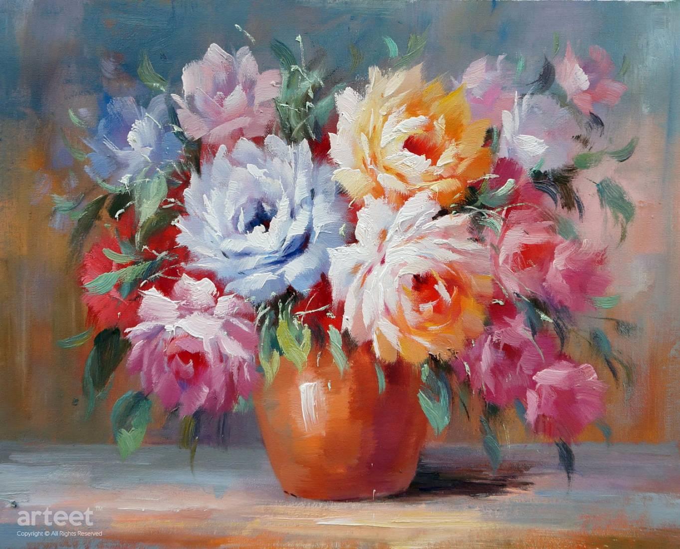 Roses in the Pot | Art Paintings for Sale, Online Gallery